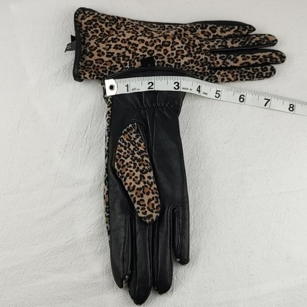 Leather Blend Animal Print Gloves EUC Echo Size Small Y2k - Picture 6 of 10